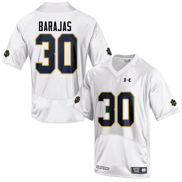 Men's NCAA Notre Dame Fighting Irish #30 Josh Barajas Stitched College Under Armour Authentic White Football Jersey KP10M67BN